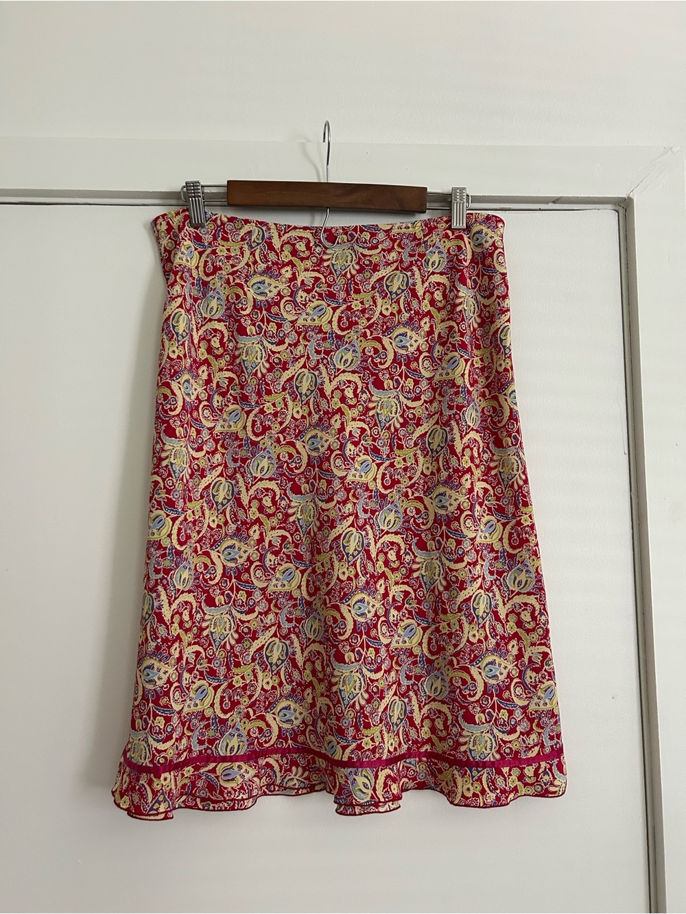 Vintage Y2K Floral Paisley Midi Skirt in Red